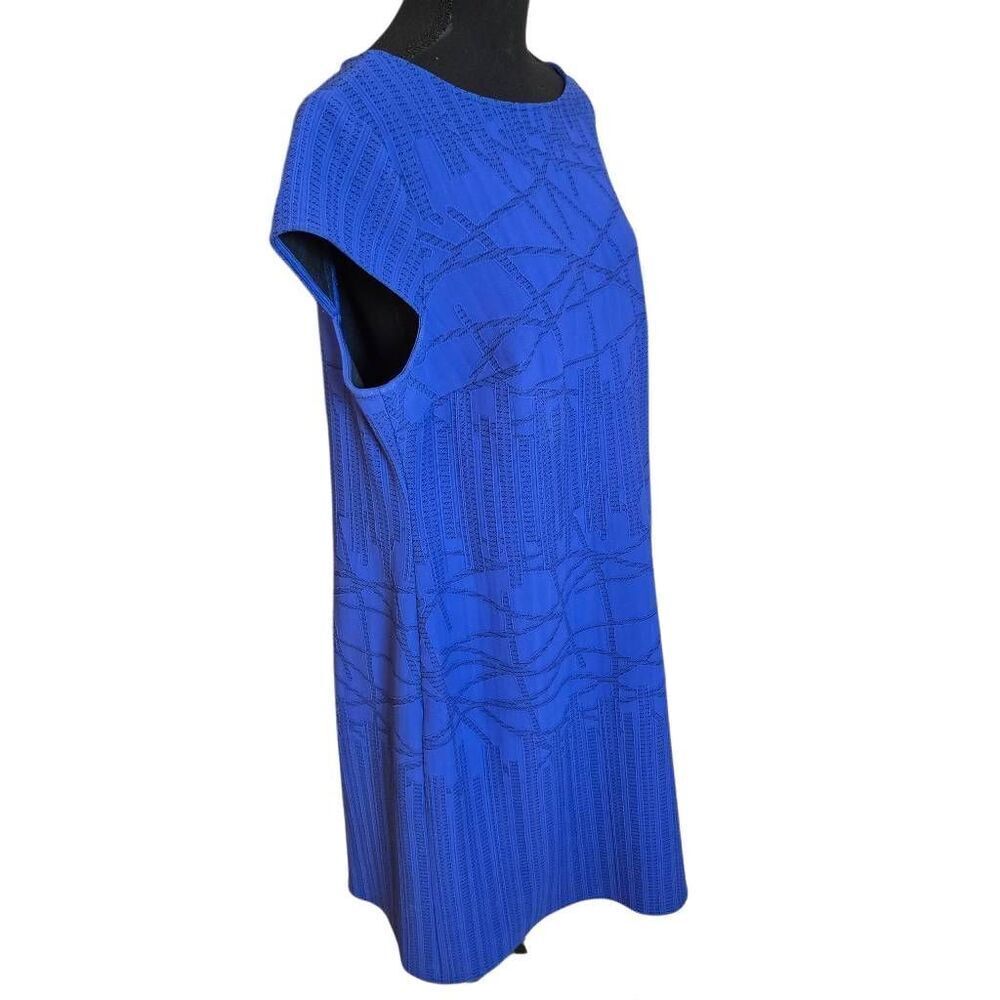 Julia Jordan Womens Rio Geo Embroidered Cap Sleeve Sheath Dress Blue Size 16W - Picture 3 of 11